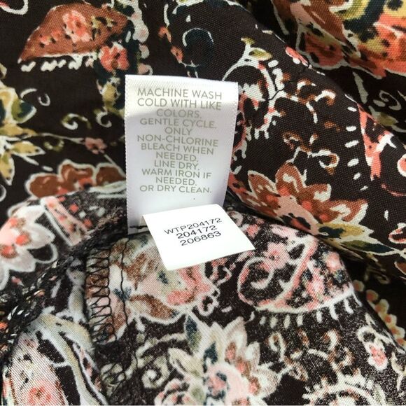 J Jill Dark Floral Paisley Button Front Tunic Top With Pockets Size Large - Picture 9 of 11